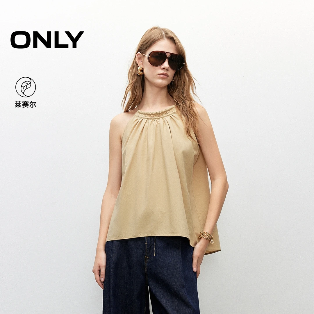ONLY夏季削肩显瘦系带雪纺衫女纯欲慵懒风女装设计感|1252WS003