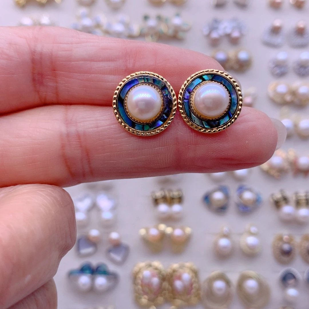 合金淡水珍珠耳饰