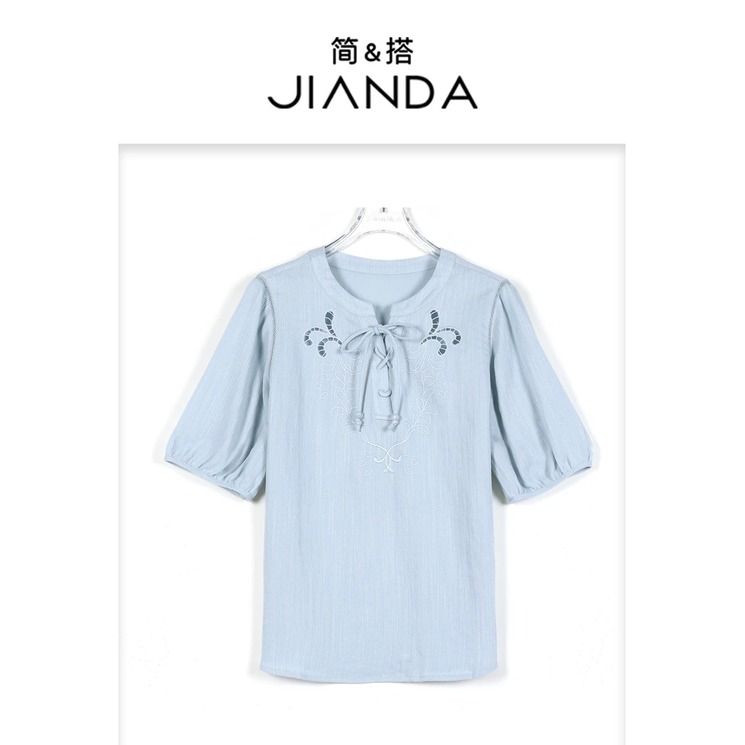 简&搭【千屿Sheila】重工刺绣镂空T恤251-TX/0321-053