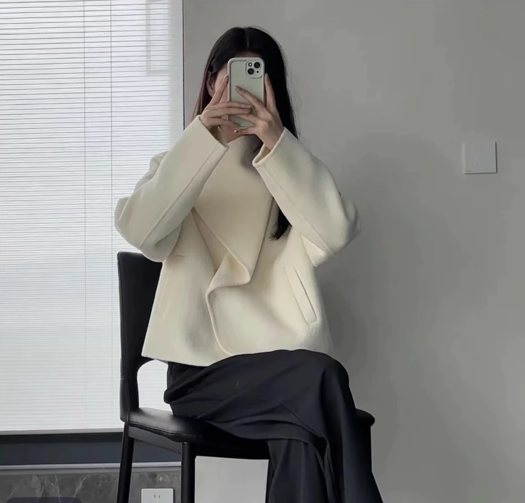 【芊雅】短款羊毛大衣女款小个子百搭女士毛呢外套双面女装呢子