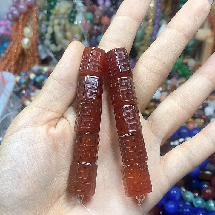 未镶嵌玛瑙/玉髓珠宝半成品玛瑙回纹雕刻卡12*15mm10颗
