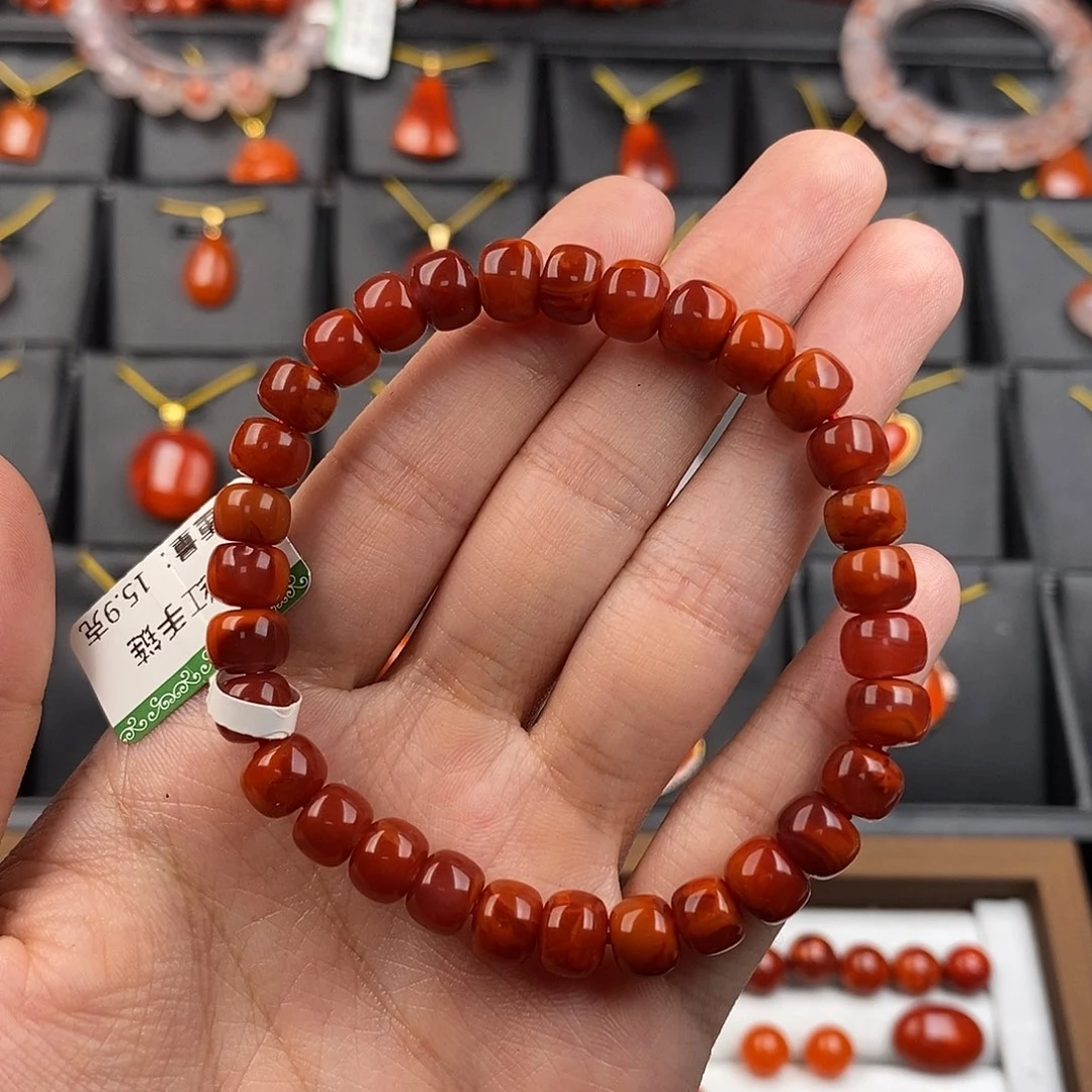未镶嵌四川凉山老型手串7.6mm南红玛瑙