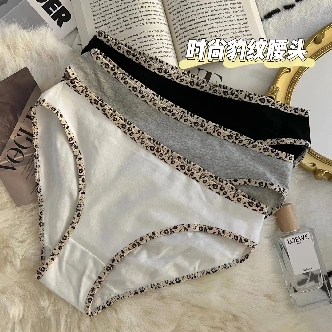 网红爆款女士ol舒适内裤女款纯棉裆性感豹纹低腰少女学生三角短裤