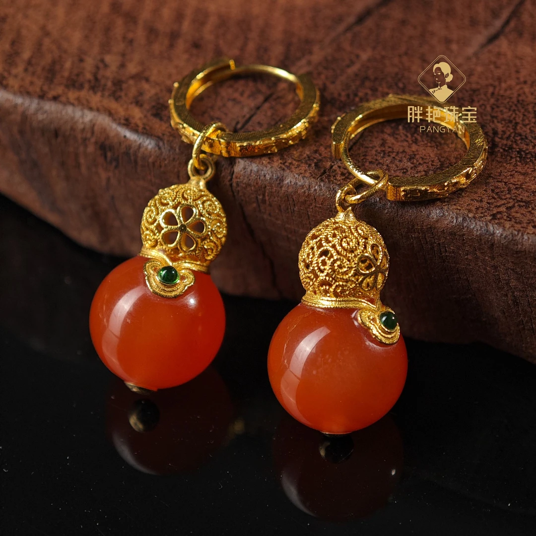 L*【福禄】18k河湾冰红耳环（多戴款 ）@YL002060144Z@