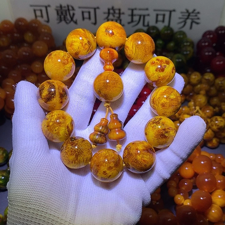 耐***！松木（琥珀木）手串/手链2.0 留疤玉化高货