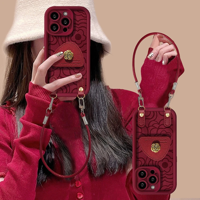 山茶花支架适用苹果16promax华为vivo天眼oppo小米iPhone15手机壳