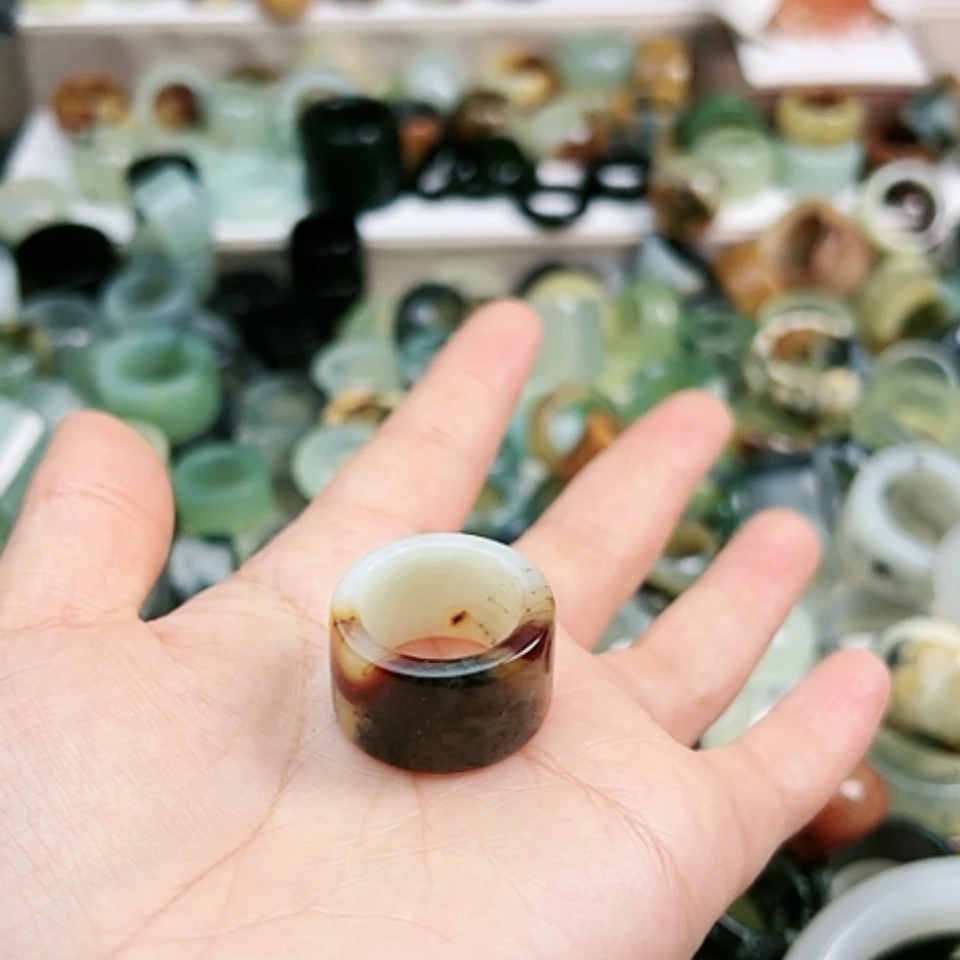 【闪购商品】蛇纹石玉戒指未镶嵌暗*