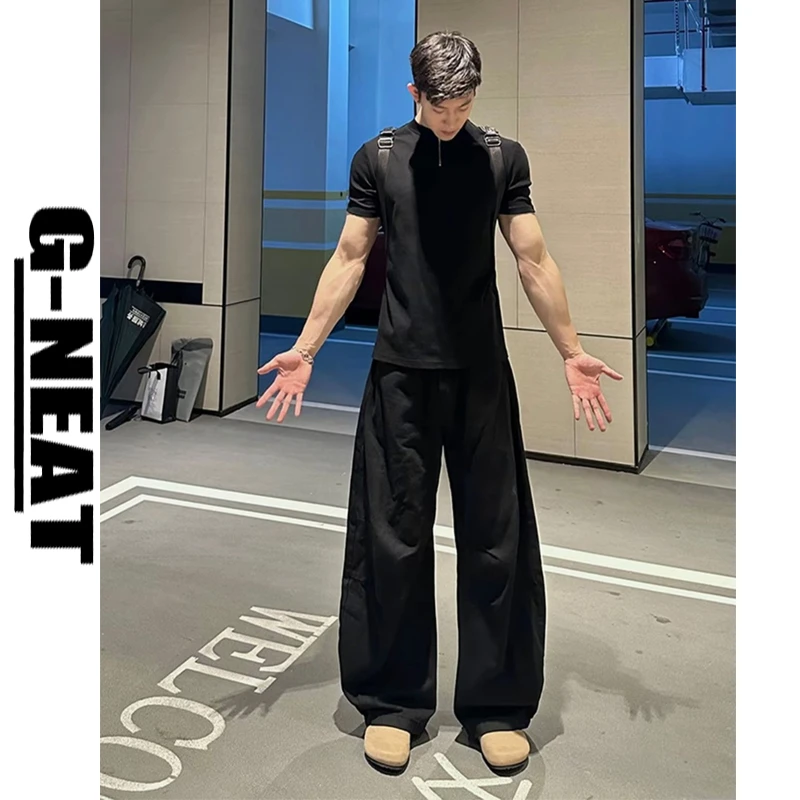 GNEAT弯刀纯色白白五袋款牛仔春夏新款阔腿宽松版型时尚百搭神器