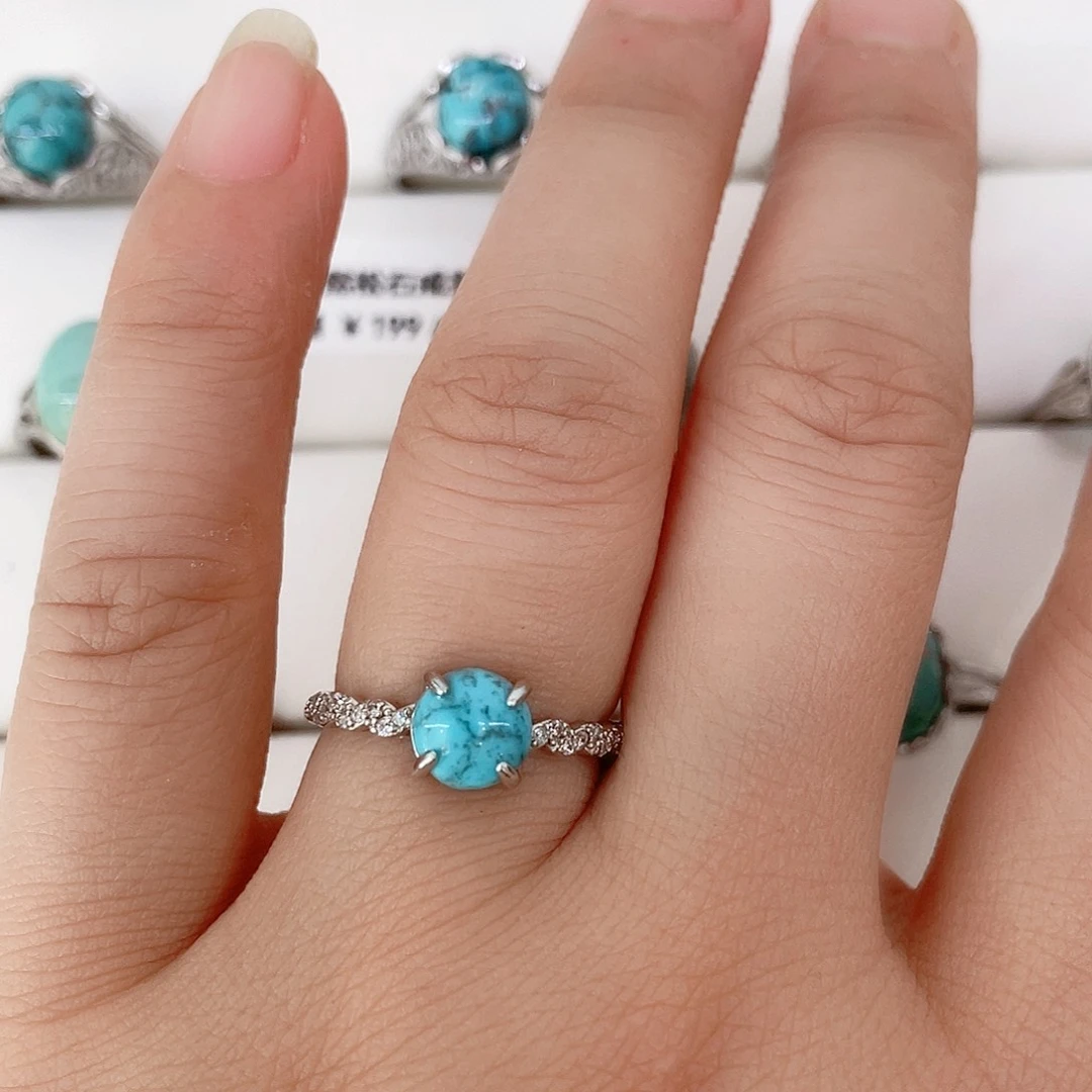 银S925镶嵌绿松石珠宝半成品