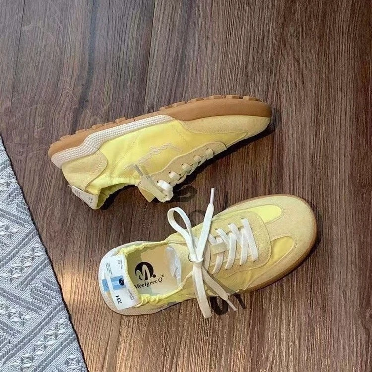 深口单鞋网纱平跟平底PU圆头橡胶低帮鞋