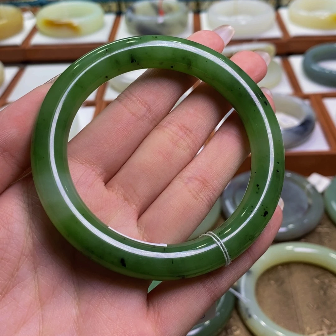 和田玉手镯未镶嵌一****✨碧玉乌兰海猕猴桃58-59