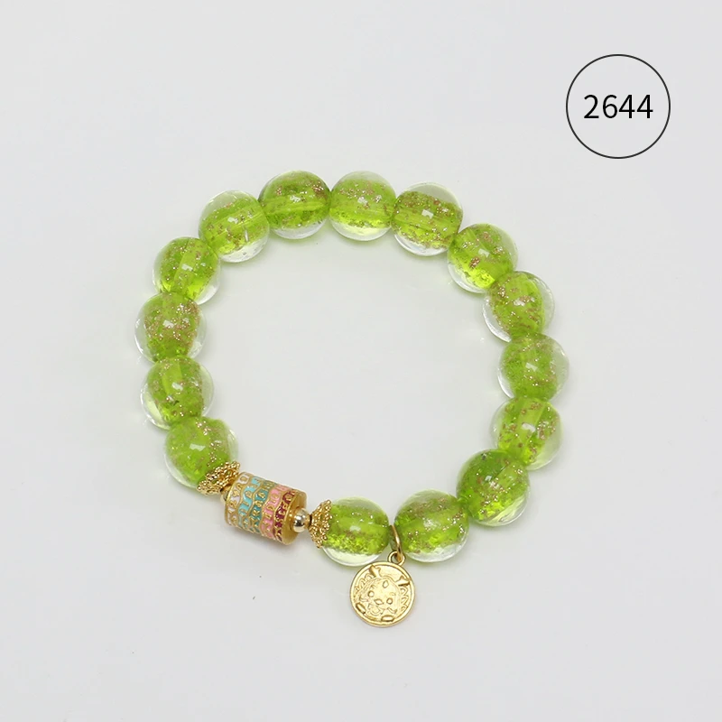瑟可 铜合金珐琅手链 绿色琉璃手串手链春日清新显白百搭2644