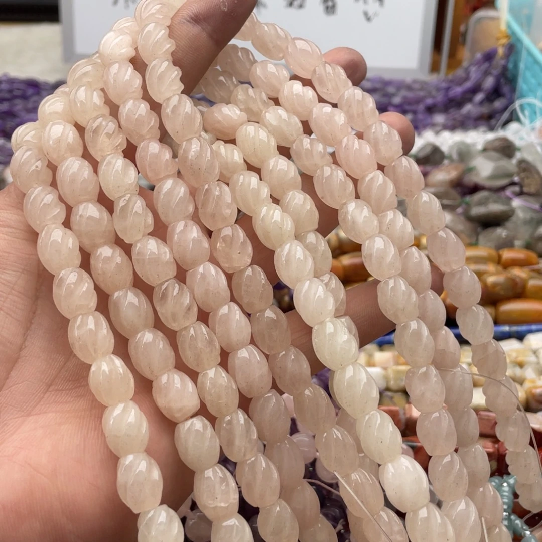 玛瑙/玉髓合金珠宝半成品一条装10*16mm粉水转运珠