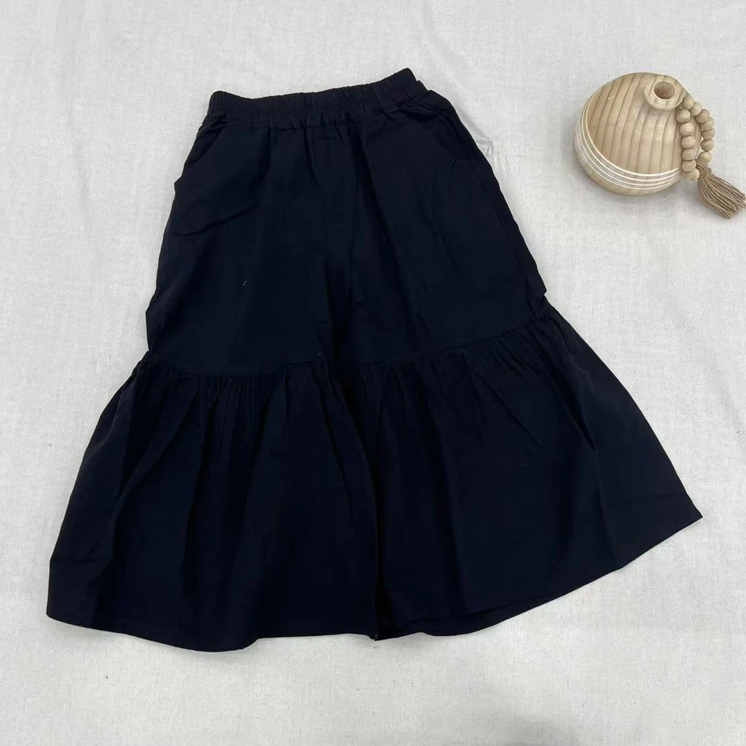 〖姐姐家〗2025夏款儿童萌娃穿搭黑色直筒裤j3560