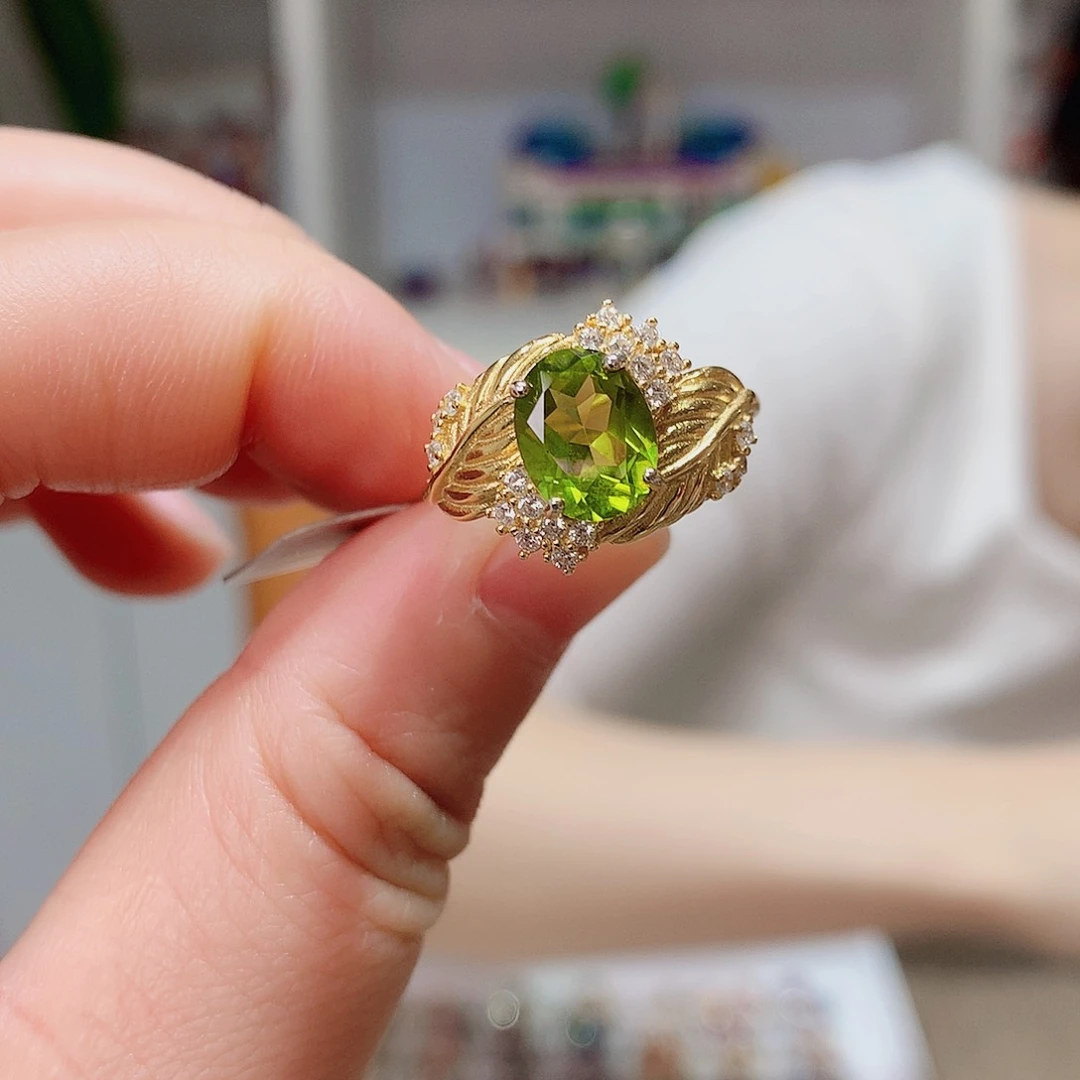 银S925镶嵌戒指橄榄石