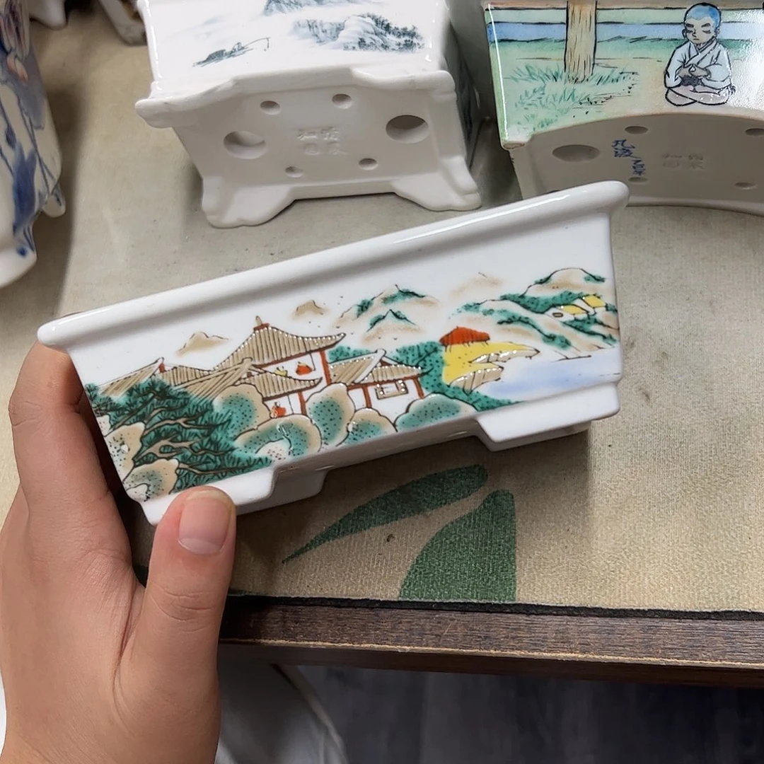 何***）紫砂花盆094号瑕疵15/12/5cm