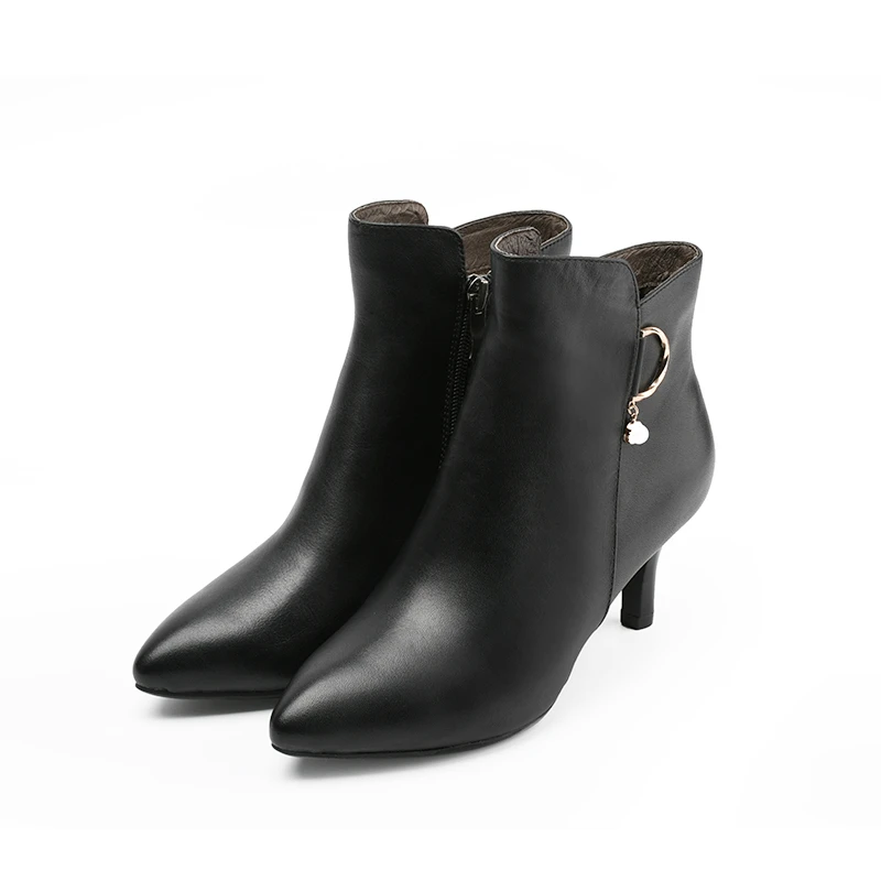 Jinho/金猴【微瑕，介意勿拍】女靴时尚真皮单里细跟450089A/C