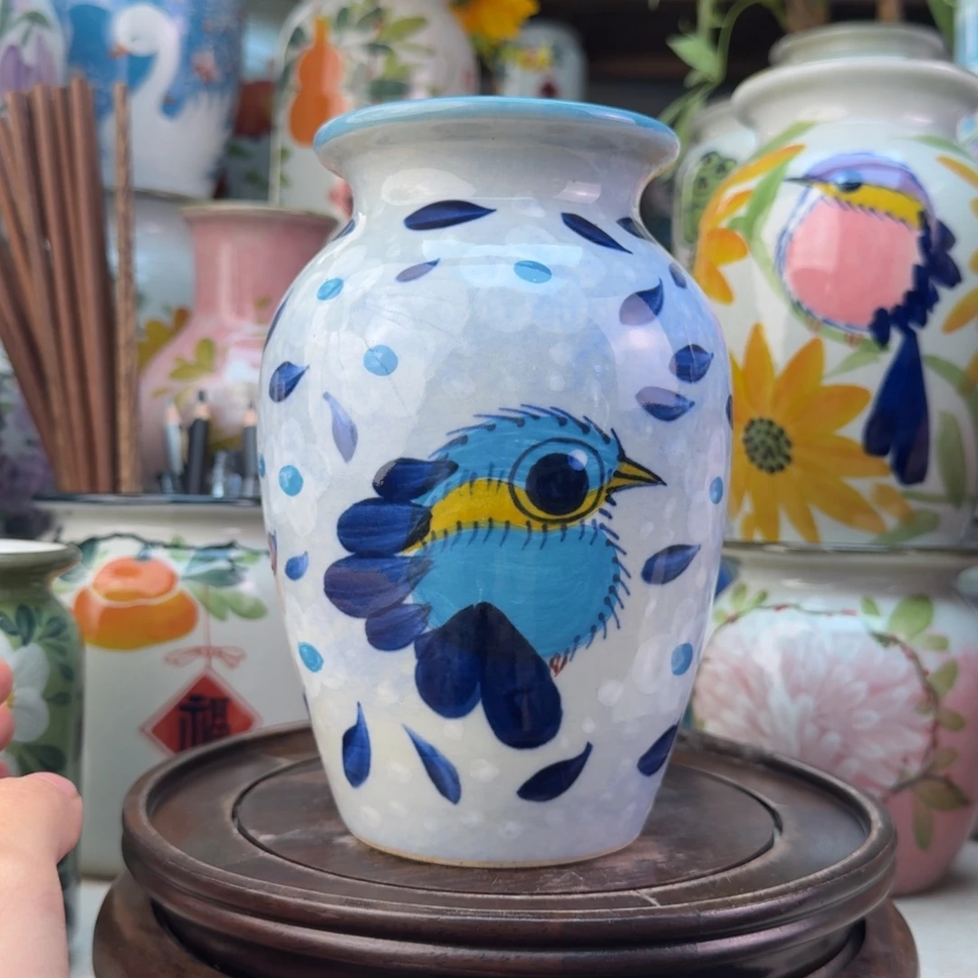 景德镇陶瓷手绘花瓶无孔