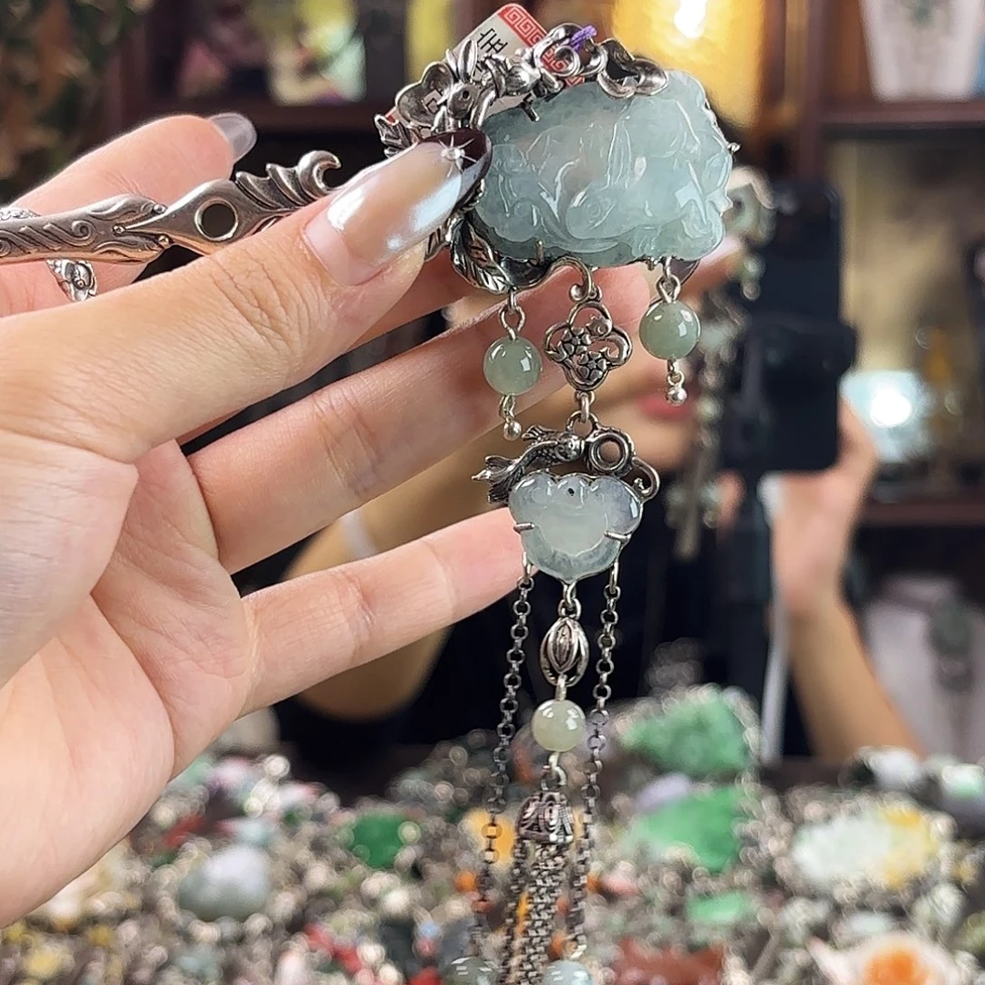 翡翠银S925镶嵌挂件