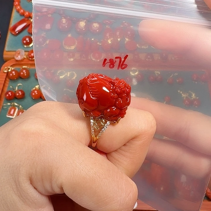 南红玛瑙银S925镶嵌戒指