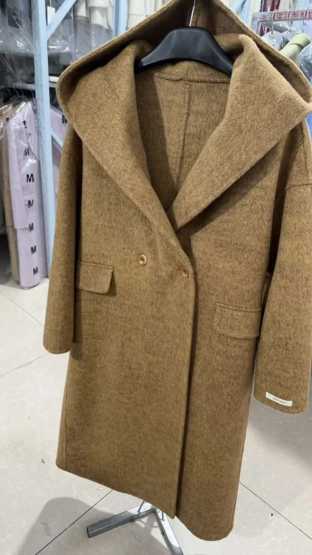 2368韩系连帽中长款宽松显瘦百搭呢外套