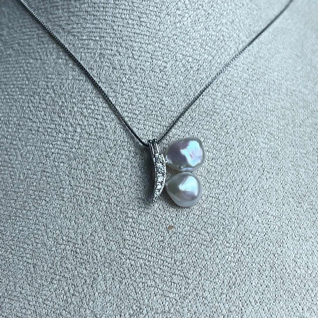 吊坠(不含链)银S925镶嵌淡水珍珠