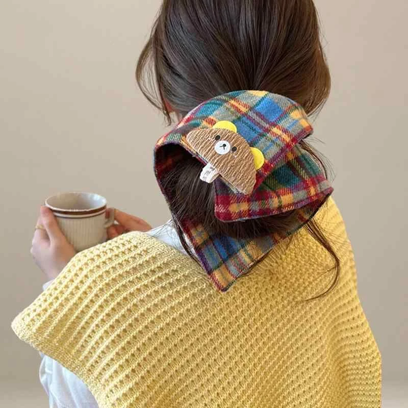 很特别的~秋冬彩色格子大肠发圈头绳女2024新款高弹力扎头发皮筋