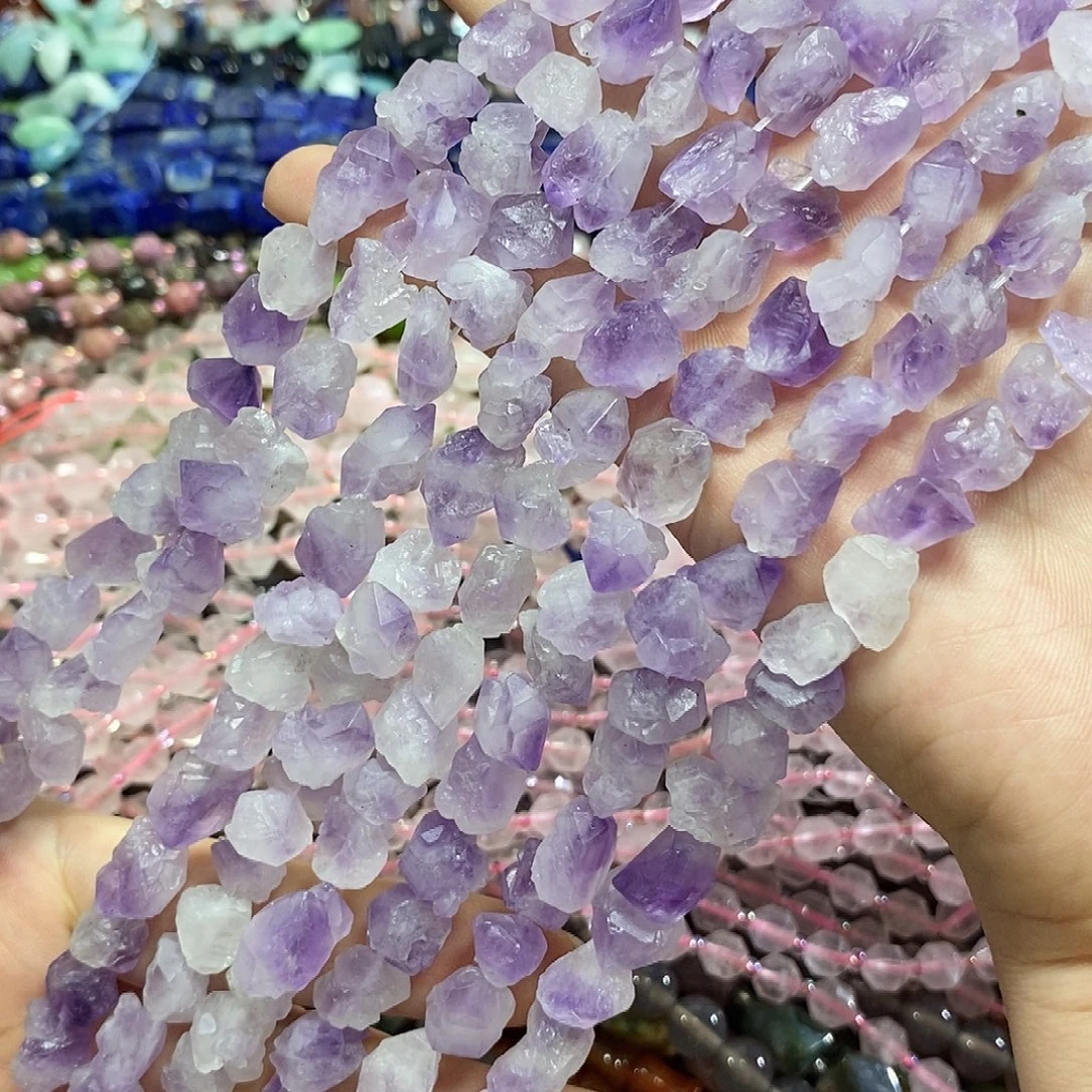 玛瑙/玉髓未镶嵌珠宝半成品原矿紫晶花一条