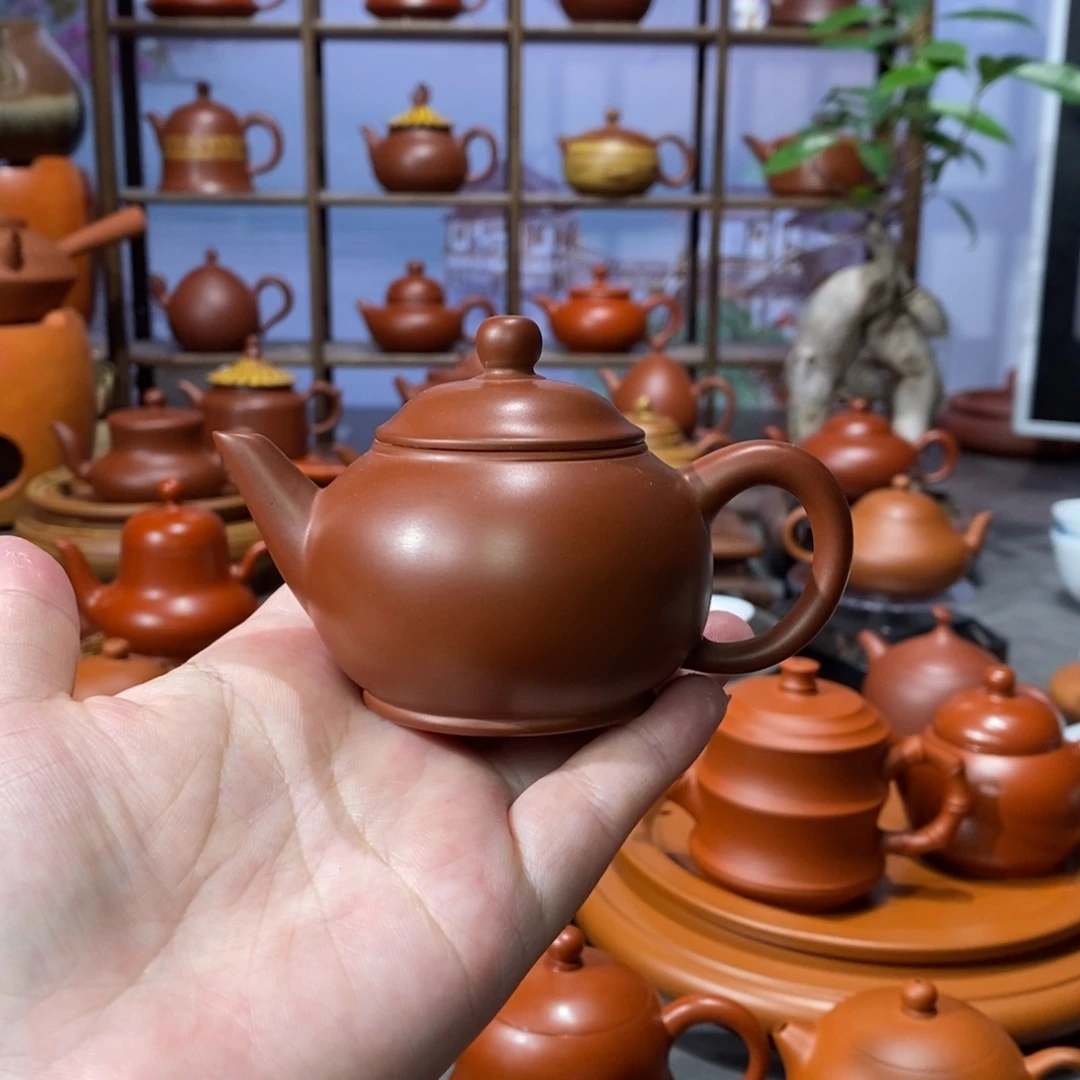 茶壶朱泥章淑煌朱泥水平壶90cc
