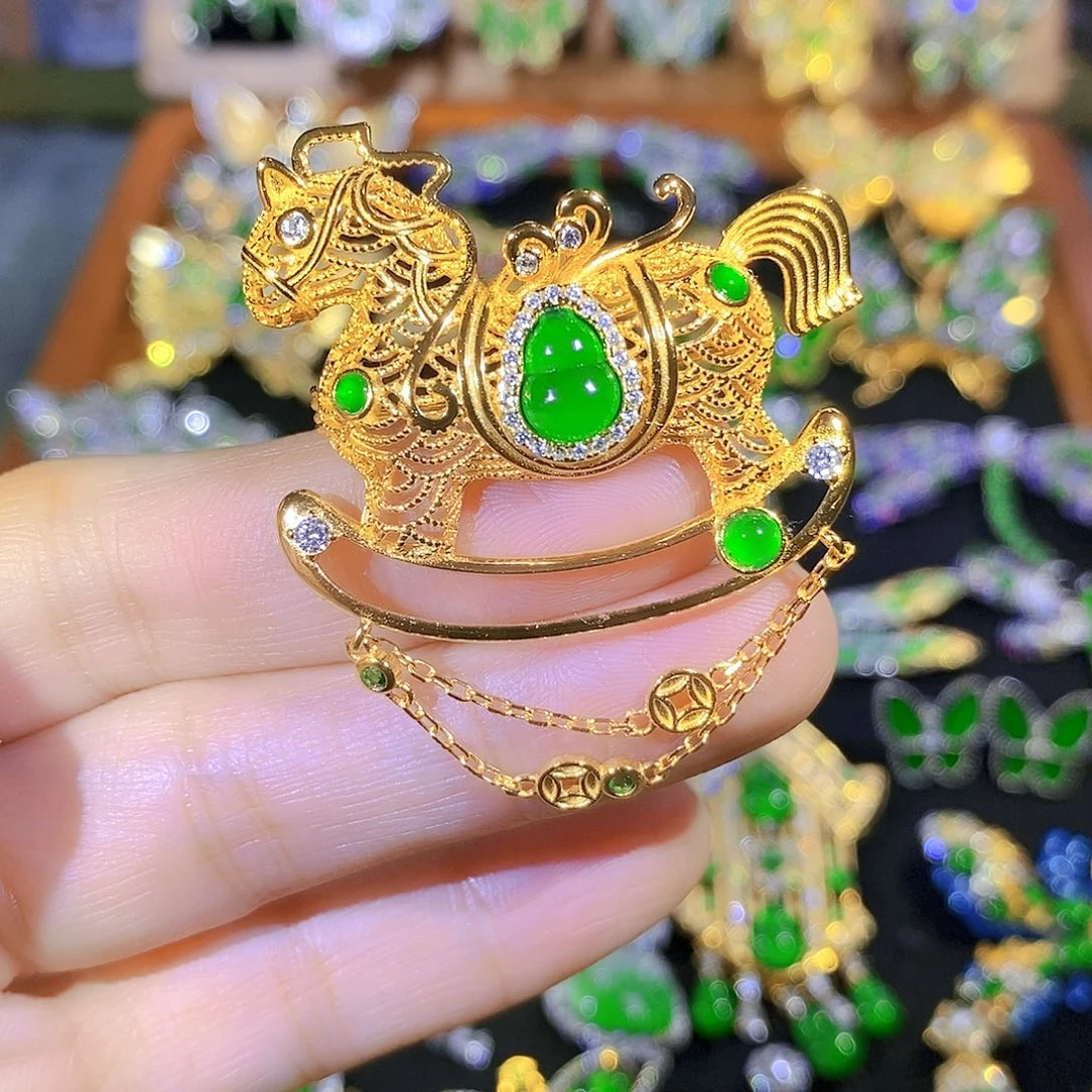 颈饰银S925镶嵌翡翠