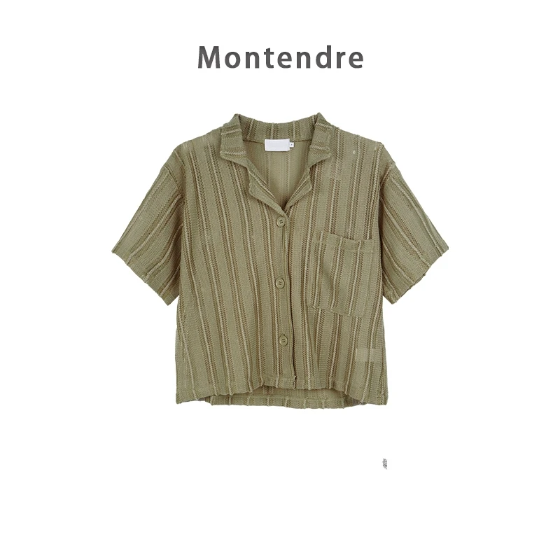 【胖虎家】夏季新款 A 简约复古休闲翻领衬衣气质百搭短袖衬衫