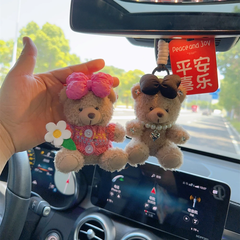 车挂后视镜汽车内挂链毛绒可爱香卡车载装饰车上用品高端车内饰品