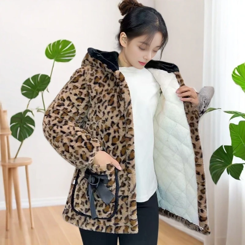 【首单直降】新款加绒加厚豹纹冬季省服女款棉服保暖棉衣省服棉衣