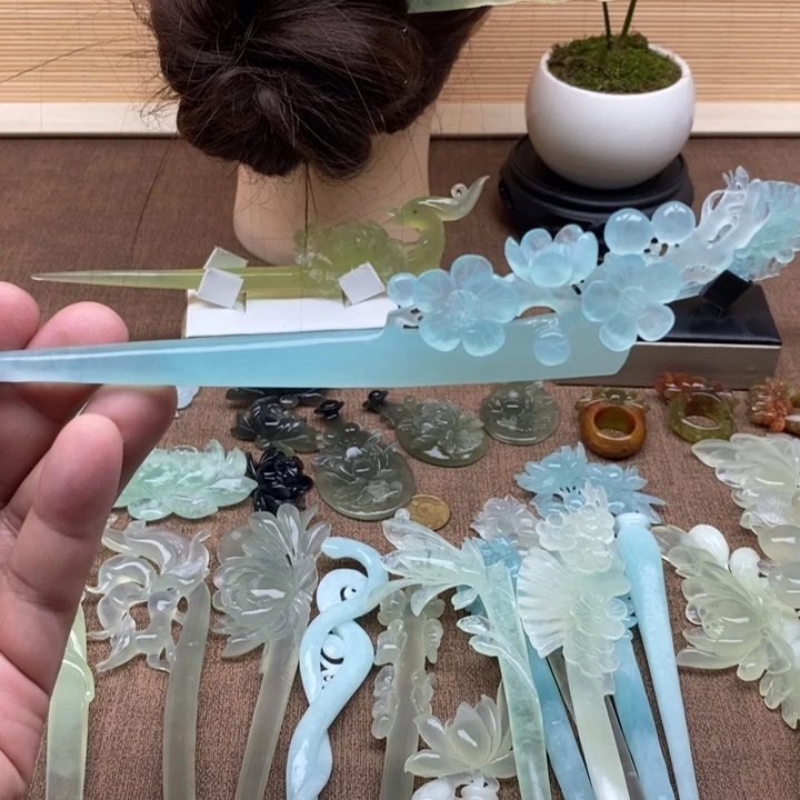 蛇纹石玉未镶嵌发簪