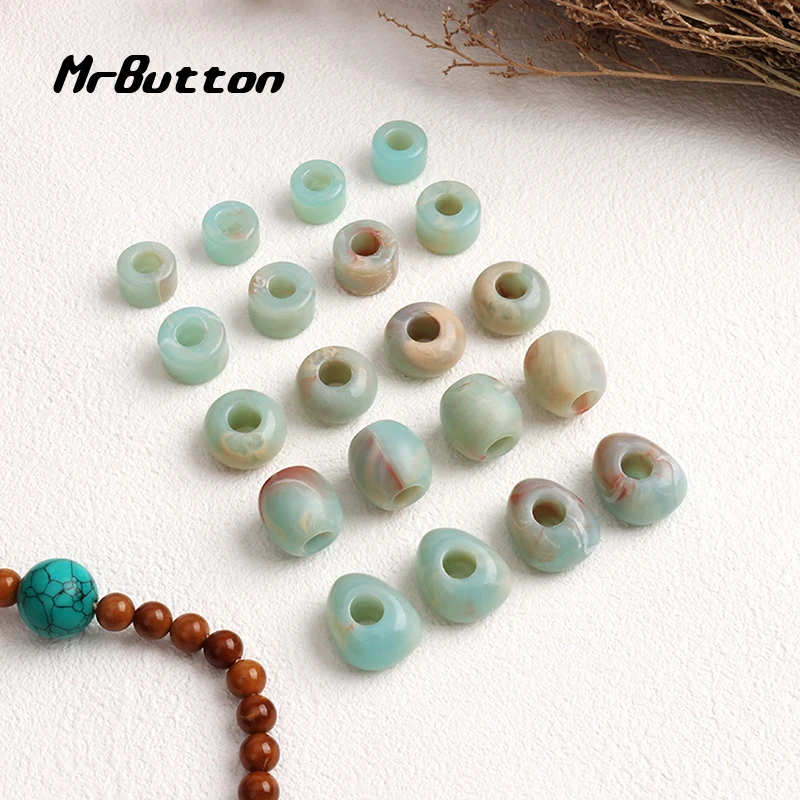 MR BUTTON 仿玉石亚克力大孔散珠创意自由组合甜甜圈项链耳环配件