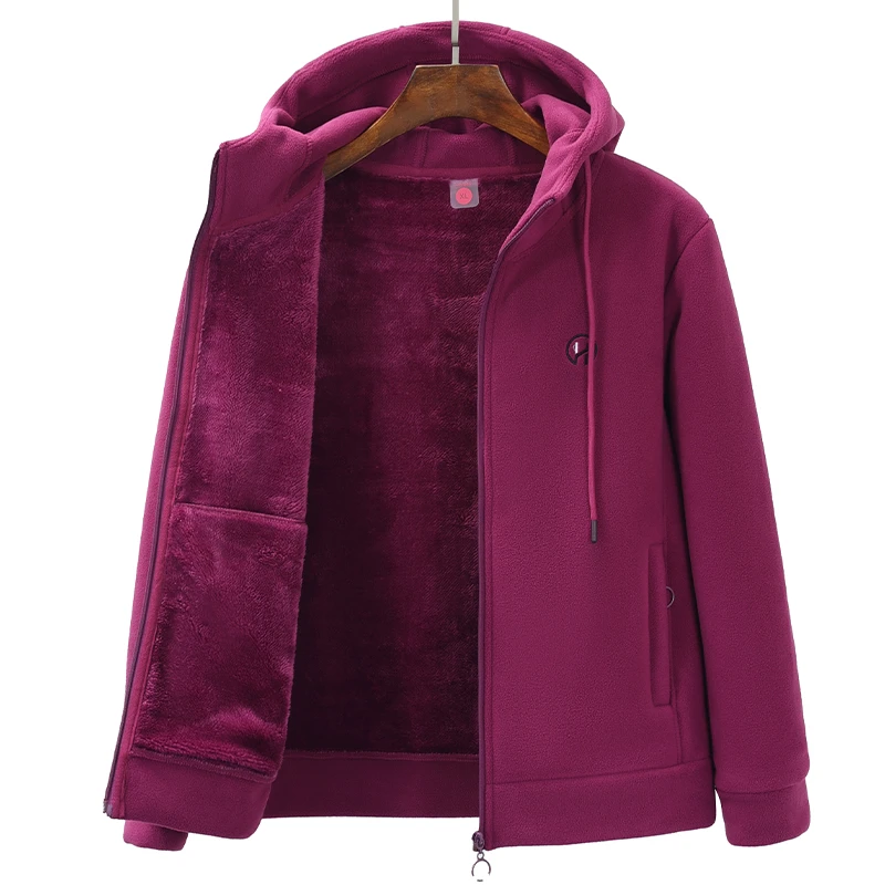 【加绒加厚】高端女士连帽摇粒绒外套秋冬户外运动休闲保暖抓绒上衣