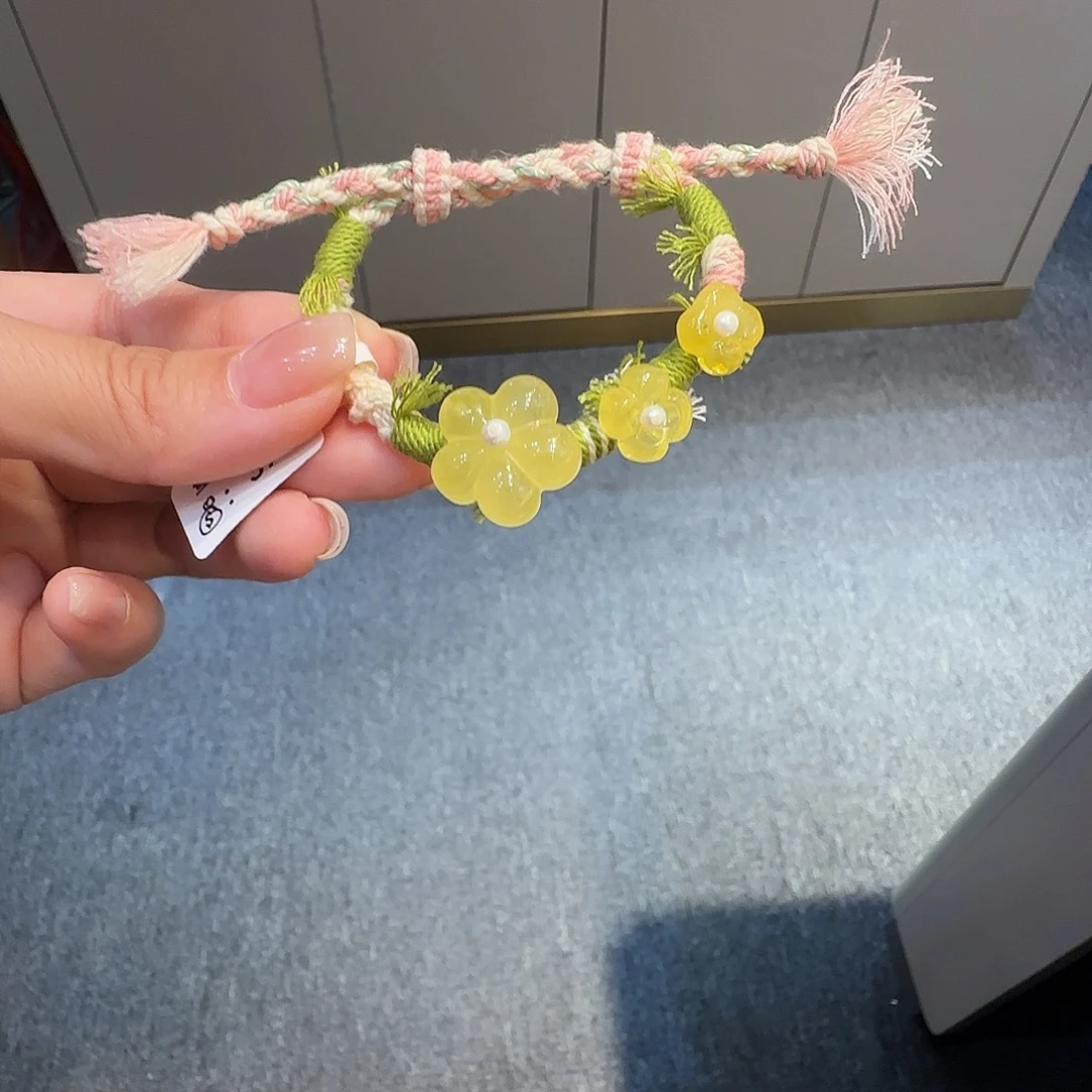 未镶嵌琥珀珠宝奇石花花手绳