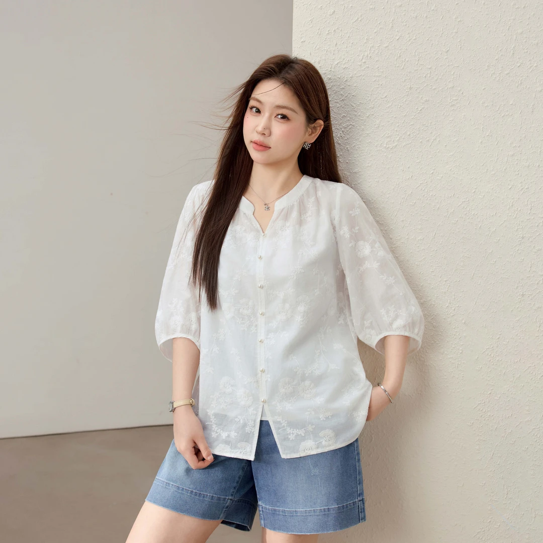 纤莉秀大码女装衬衫QK2496