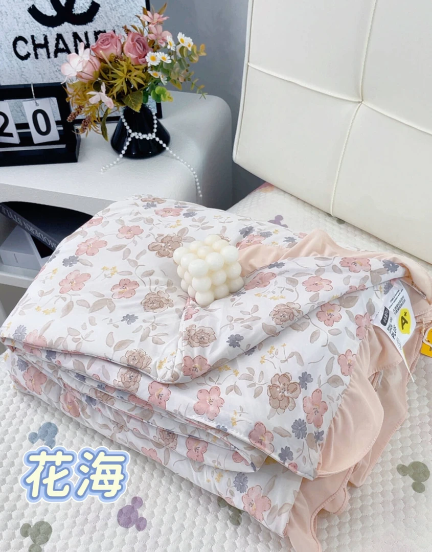 小冰果空调被ins仙美褶皱花边亲肤软糯夏凉被可机洗夏被双人薄被