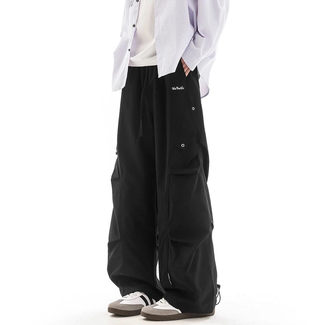 KWER美式工装裤男款直筒宽松百搭运动长裤设计感阔腿伞兵休闲裤子