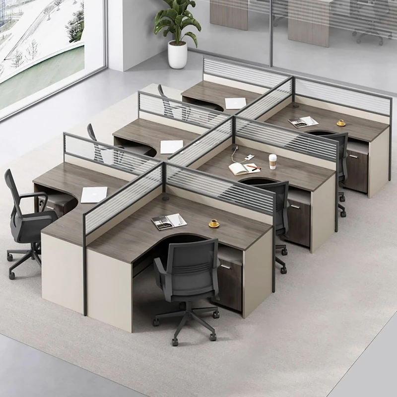 职员办公桌员工位简约现代办公室桌子屏风卡座四人位办公桌椅组