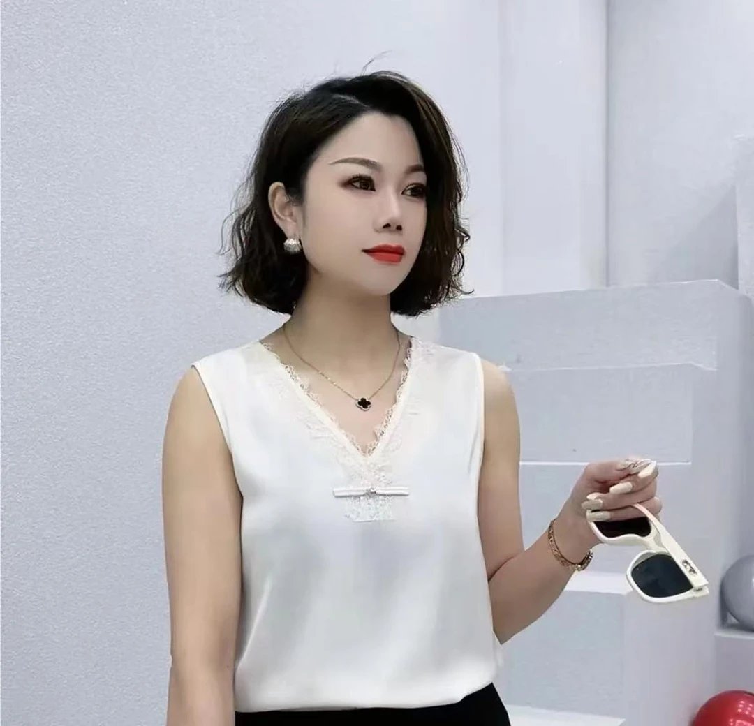 国风盘扣蕾丝花边背心