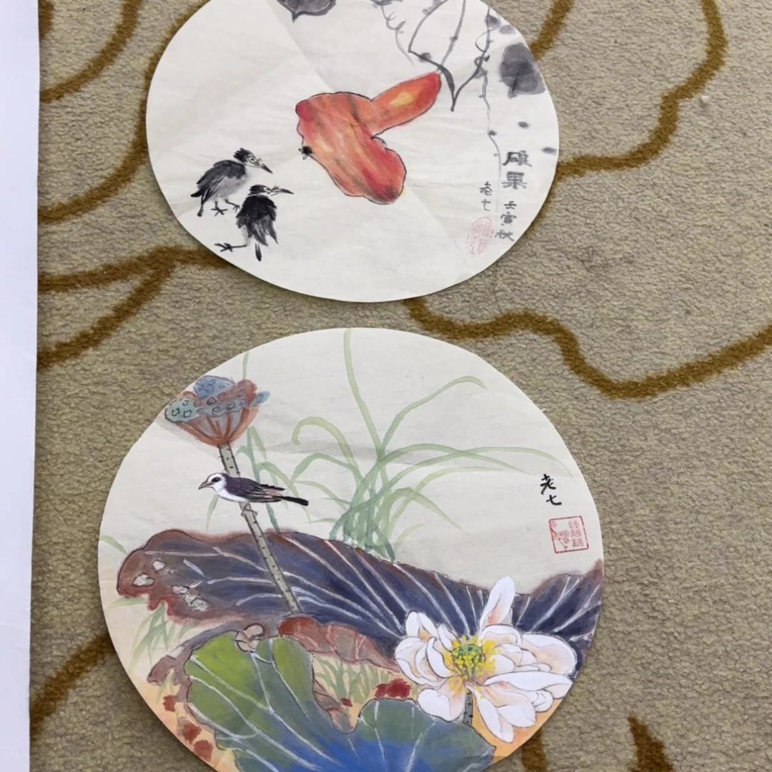 国画两张花鸟作品童