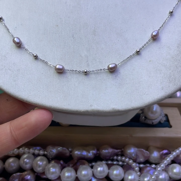 淡水珍珠项链银S925镶嵌