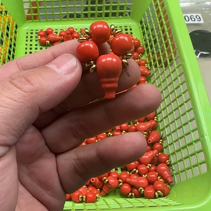 白玉菩提吊坠红色6134