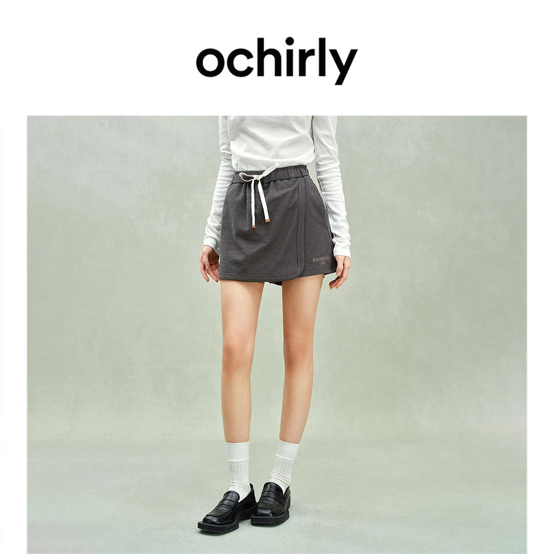 OCHIRLY欧时力 松紧腰头a字裙裤女抽绳休闲宽松显瘦2025春季新品