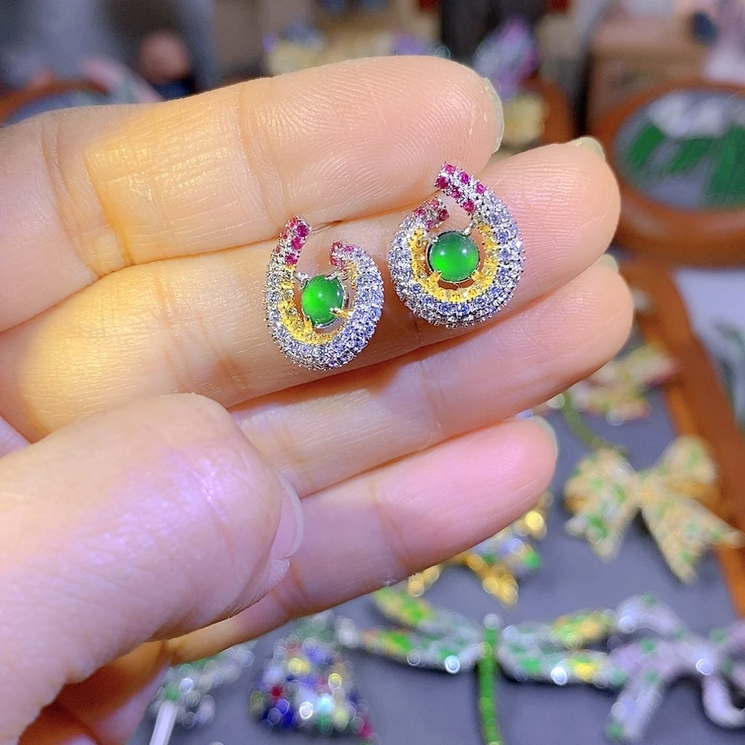 颈饰银S925镶嵌翡翠