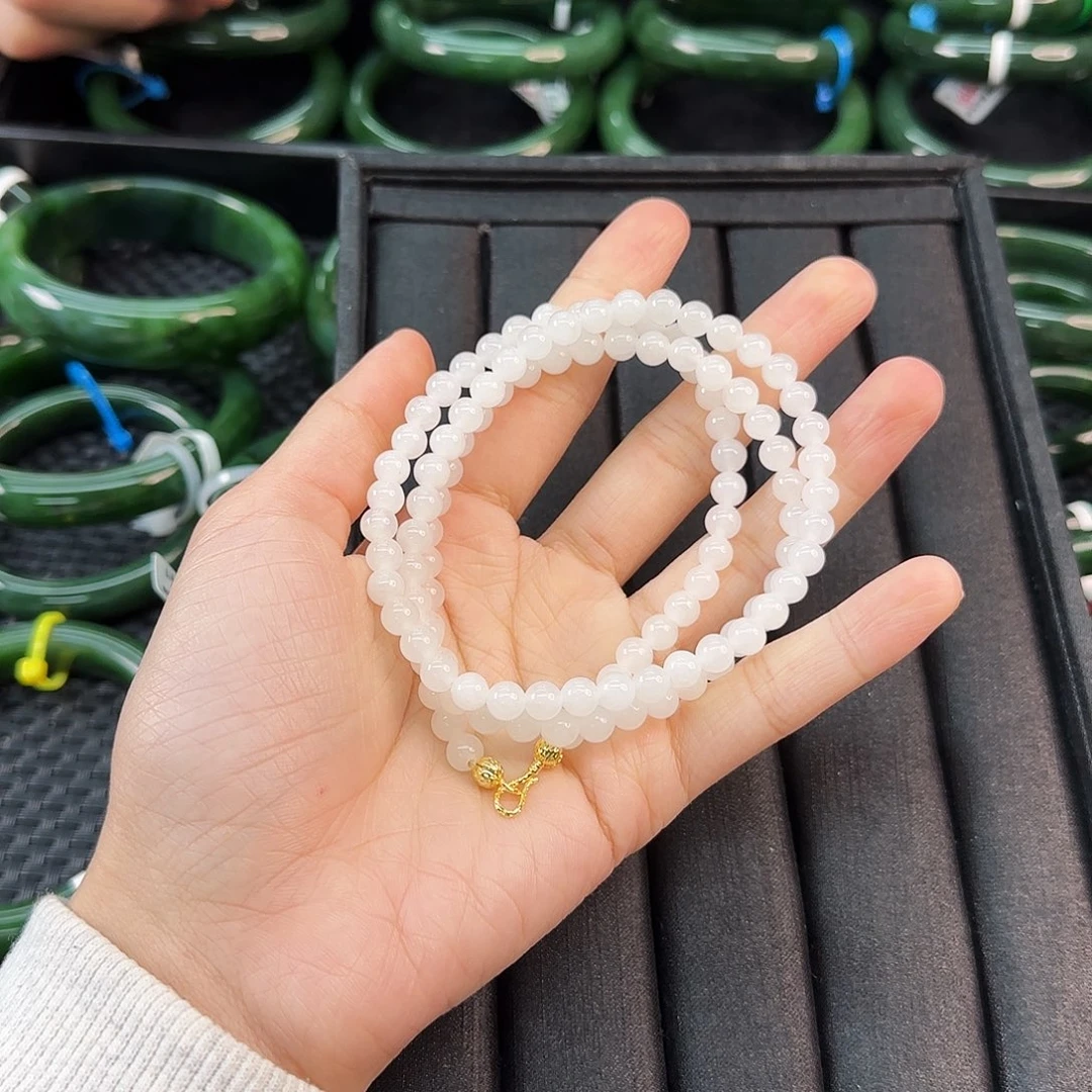 和田玉未镶嵌颈饰白玉万能链卡6