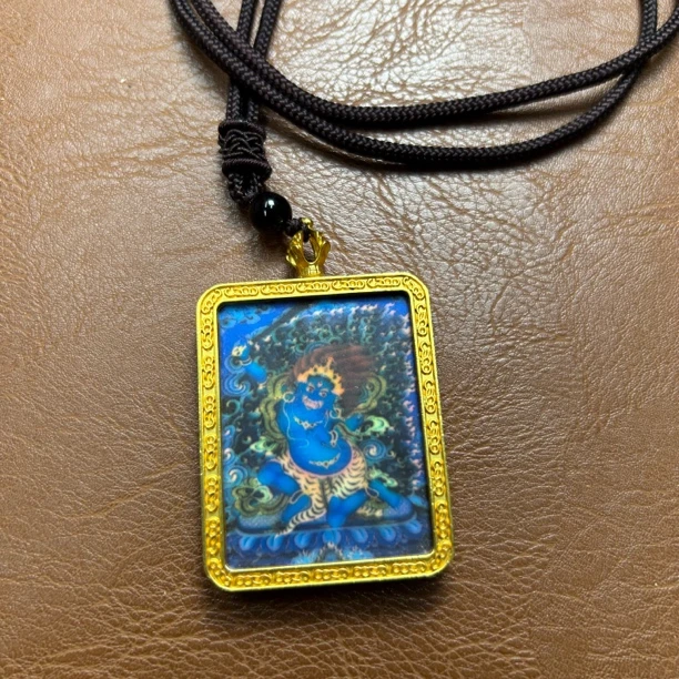 a634 不动明王大黑天藏式民族风唐卡脖挂