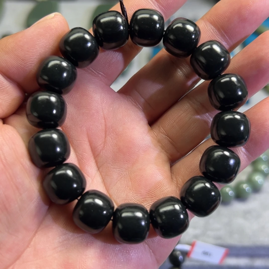 和田玉未镶嵌手链塔黑卡14